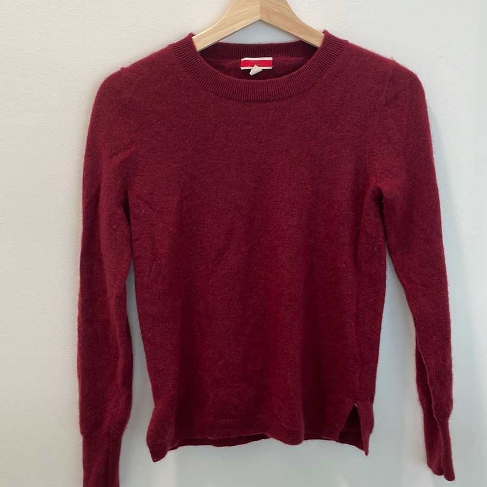 J Crew 100% Cashmere Crewneck Sweater in Red Size Small